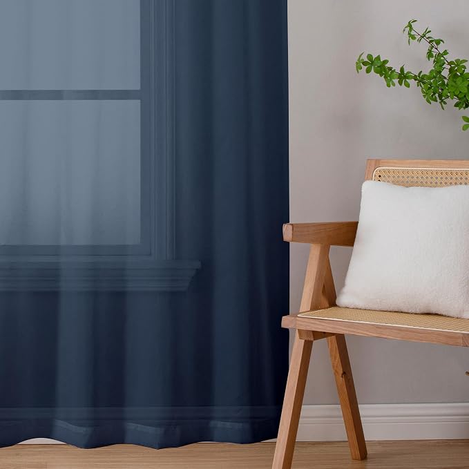 Chyhomenyc Sheer Curtains 72 Inch Length Set of 2, Rod Pocket Voile Drapes - Image 4