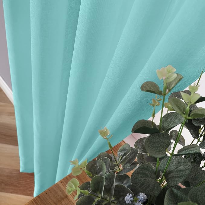Tollpiz Sheer Curtains Linen Textured Living Room Curtain Sheers Light - Image 3