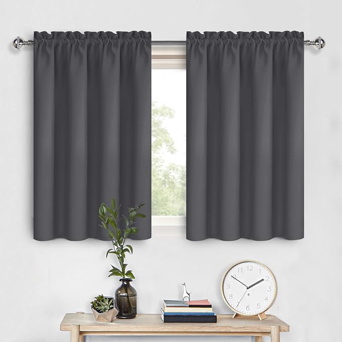 DWCN Short Blackout Curtains 36 inches Length 2 Panels Set, Half Window Rod by DWCN