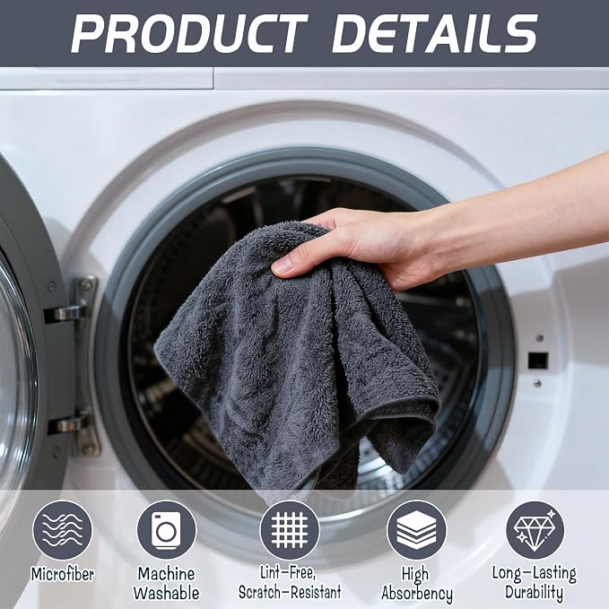 4 Pack Extra Large Microfiber Cleaning Cloths 20"x30", Lint-Free Reusable Towels - Image 3
