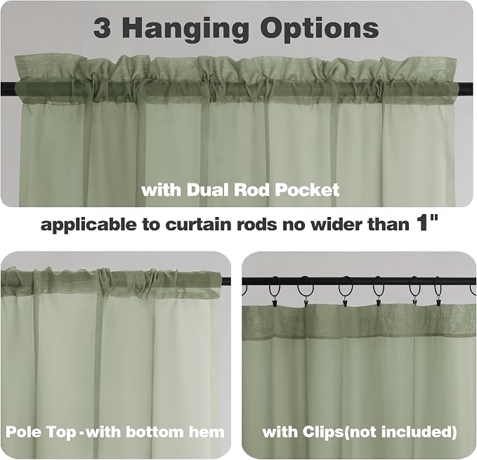 Chyhomenyc Sheer Window Curtains 144 inch Extra Long 2PCS, Airy Scarf Drapes - Image 3