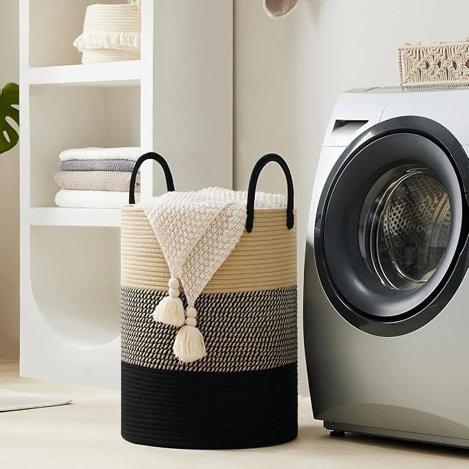 YOUDENOVA Woven Rope Laundry Hamper Basket, 100L Tall Laundry Basket, Baby - Image 6