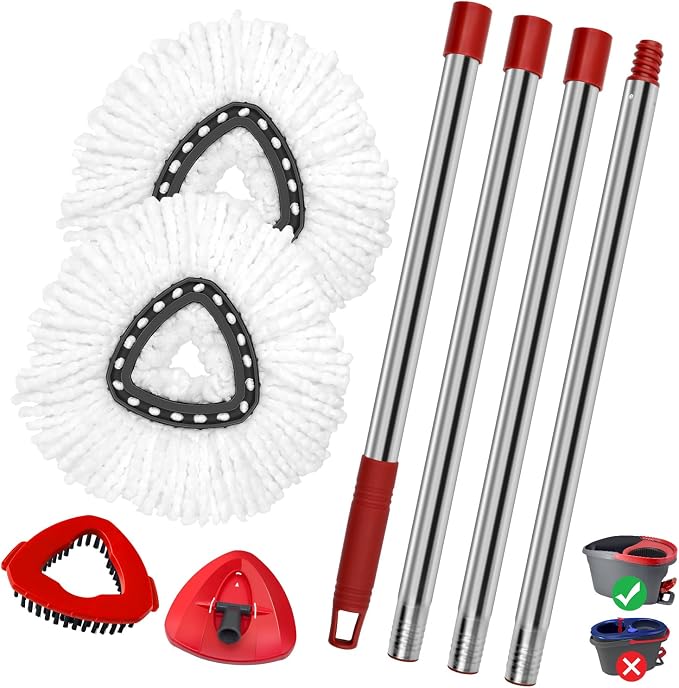 Spin Mop Handle Mop Heads Mop Base Mop Scruby Brush Replacement Sets Combo by GFRED