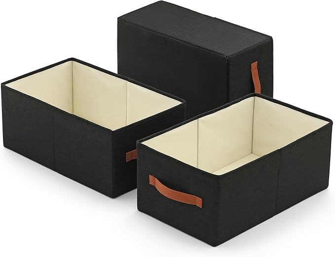 linen closet organizers and storage, 3 Pack Large Storage Baskets, Clothing by Unknown