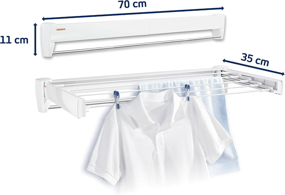 Leifheit Wall Dryer Telegant 36 Protect Plus, Space Saving Wall Mounted Cloth...