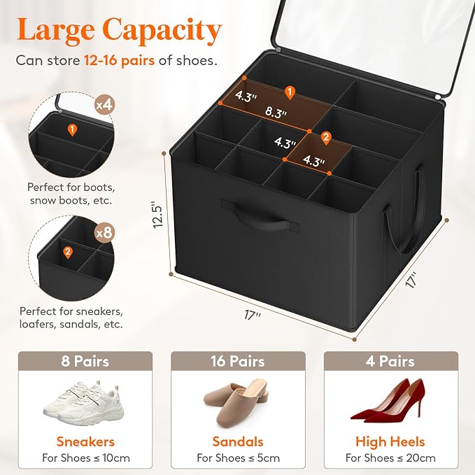 Lifewit Shoe Storage Organizer for Closet Fits 12-16 Pairs, Fabric Large Shoe - Image 2