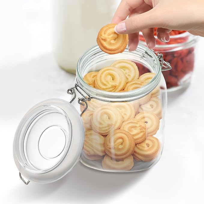 Glass Food Storage Jars with Airtight Lids 34 oz Square 4 Pack Kitchen Storage - Image 2