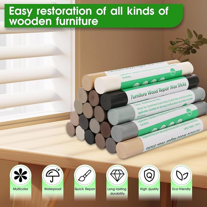 Furniture Markers Touch Up, 20 Colors Wood Filler Sticks, Wood Wax Crayons - Image 4