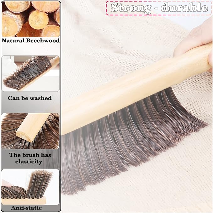 Hand Broom Beech Wood Brush, Dust Brush, Duster - Image 3