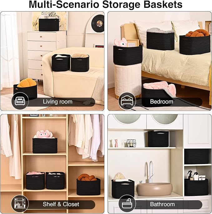 Black Storage Baskets for Shelves, Small Storage Baskets for Organizing - Image 5
