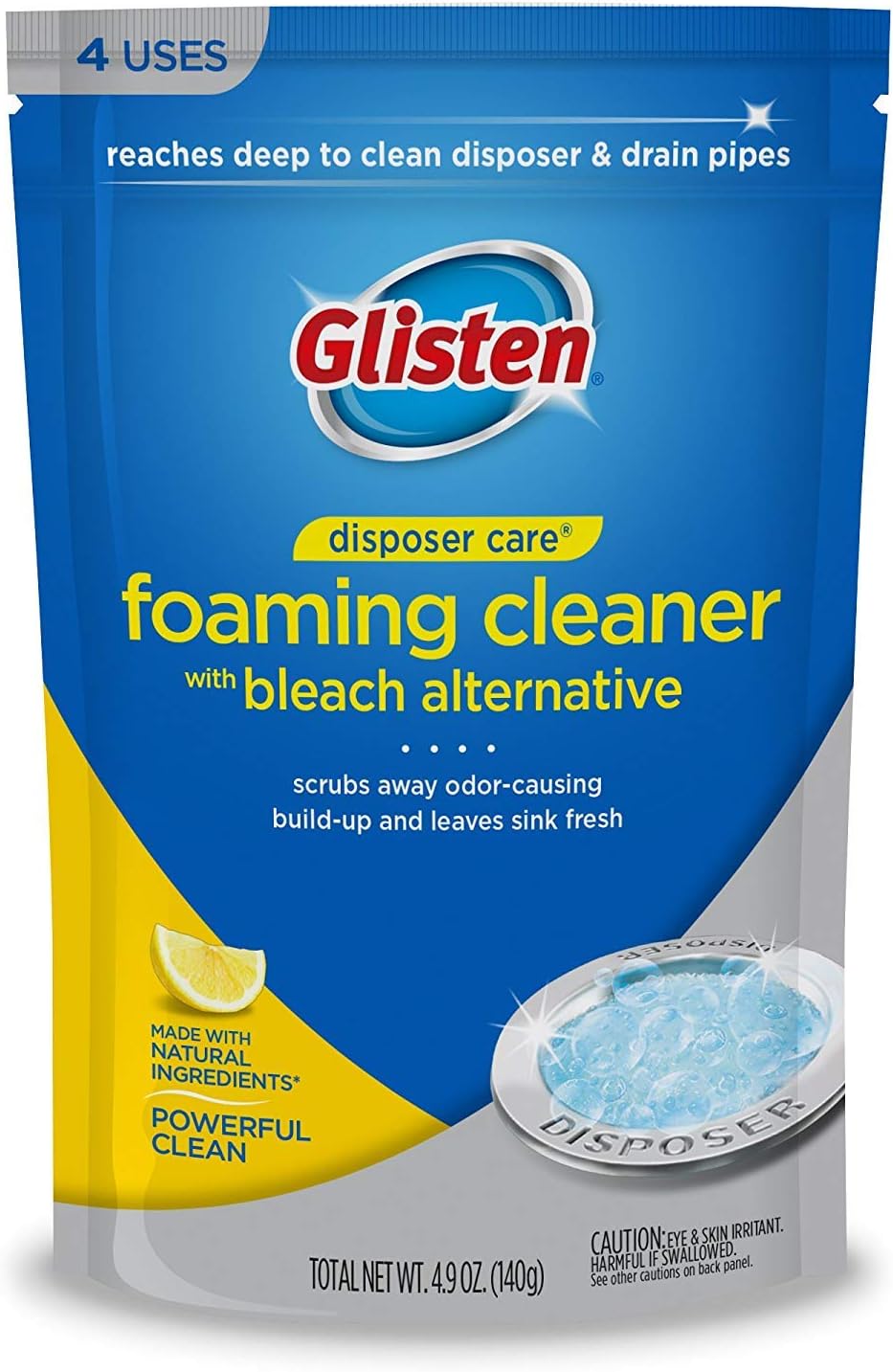 Glisten Garbage Disposer Cleaner, Lemon, 4.9 Oz, 4 Count (Pack of 2)