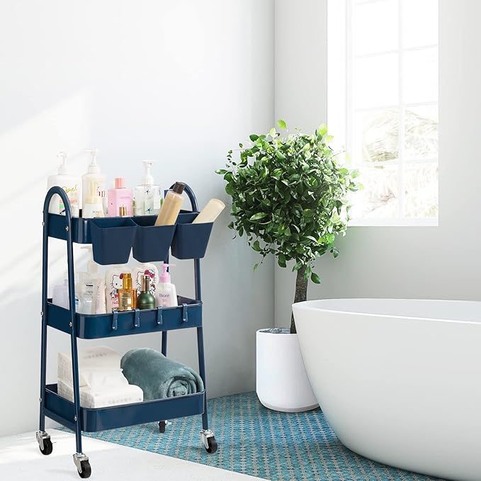 danpinera 3-Tier Rolling Cart, Metal Rolling Storage Cart - Image 5