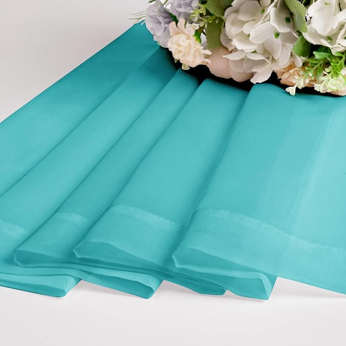 Chyhomenyc Turquoise Sheer Curtains 45 Inch Long 2 Panels, Light Filtering Rod - Image 4