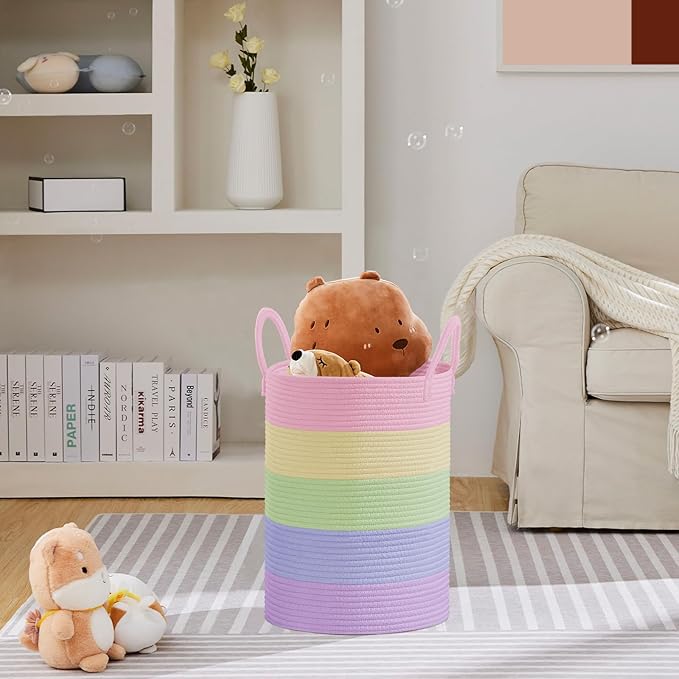 VIPOSCO Large Laundry Hamper, Tall Woven Rope Storage Basket - Image 2