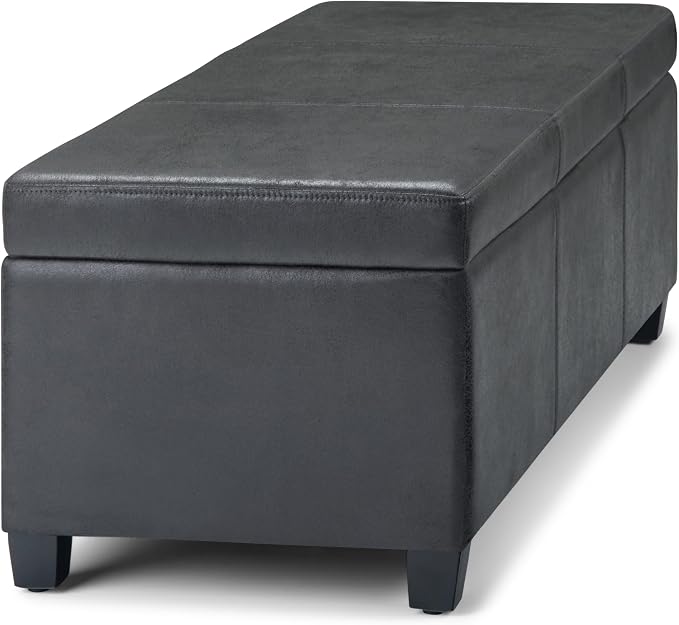 SIMPLIHOME Avalon 48 inch Wide Contemporary Rectangle Storage Ottoman Bench in - Image 9