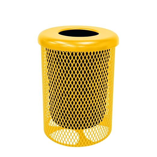 COATEDOUTDOORFURNITURE RFT-YEL Heavy Duty Round Trash Receptacle by CoatedOutdoorFurniture