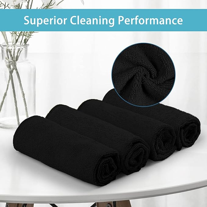 HOMEXCEL Black Microfiber Cleaning Cloth, 8 Pack Cleaning Towels - Image 2
