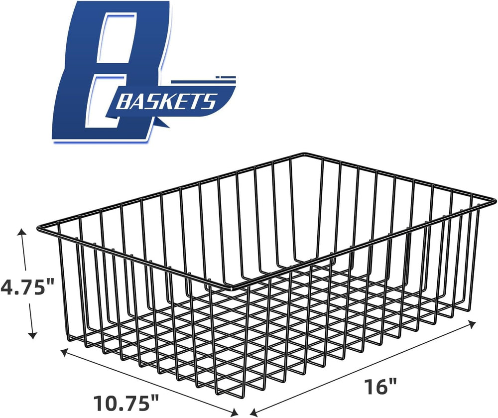 Simple Trending 8 Pack Large Metal Wire Baskets for Storage, Black