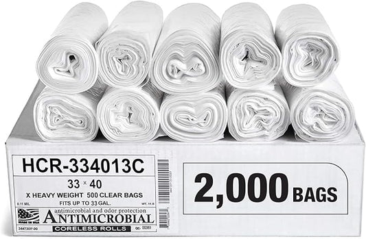 Aluf Plastics High Density Trash Bags, 33 Gallon, 13 Micron, by AlufPlastics