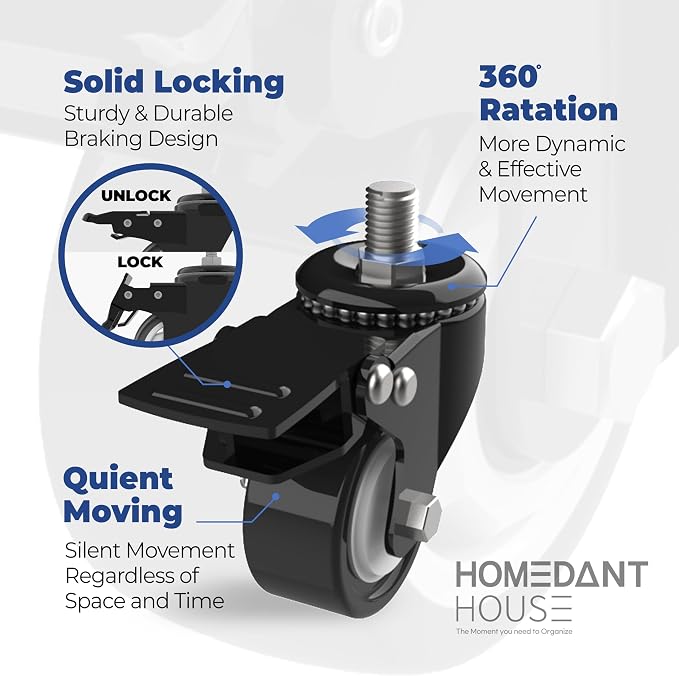 HOMEDANT House 5-Tier Metal Rolling Cart Shelf Rack Casters Heavy Duty - Image 13