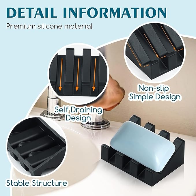 Silicone Soap Dish for Bar Soap Holder for Shower Bathroom Self Draining - Image 2