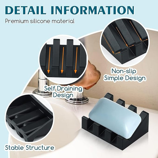 Silicone Soap Dish for Bar Soap Holder for Shower Bathroom Self Draining - Image 2