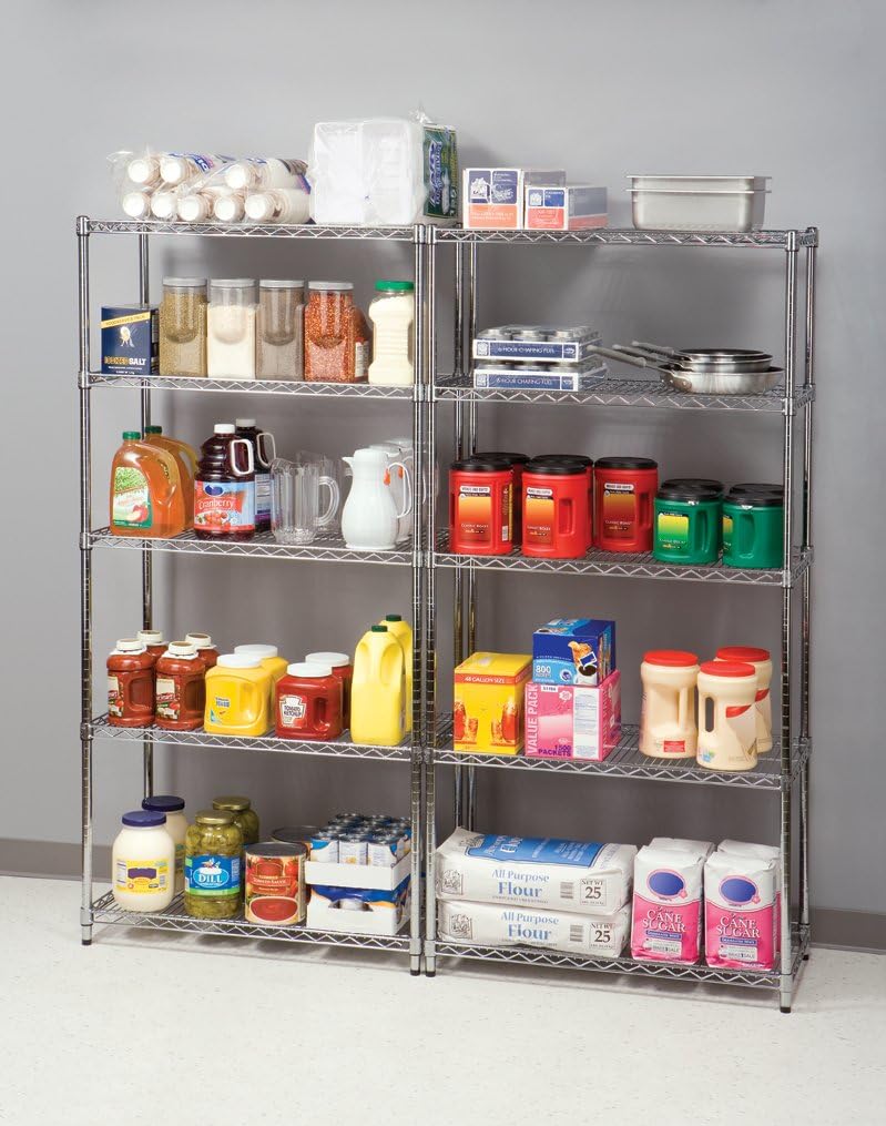UltraDurable Commercial-Grade 5-Tier Steel Wire Shelving with Wheels, 36&quot...
