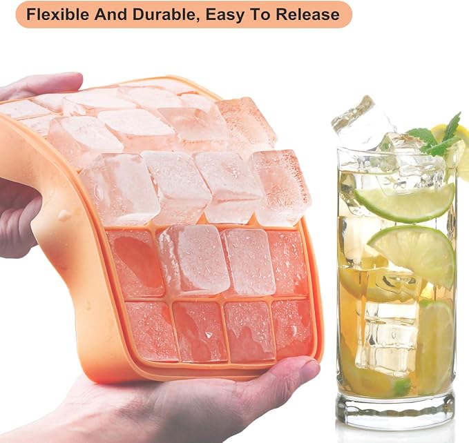 Bangp Premium Ice Cube Trays 2 Pack, Easy-Release Silicone Ice Cube Tray - Image 2