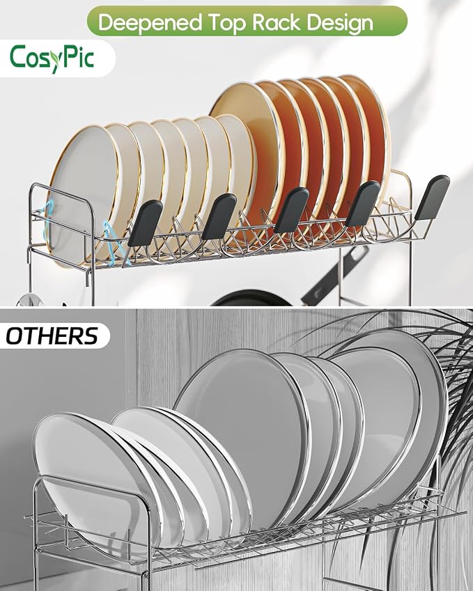 2 Tier Dish Drying Rack, Thicker Premium 304 Stainless Steel Dish Racks - Image 3