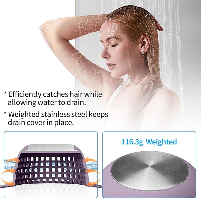 Shower Drain Hair Catcher, Bathtub Drain Cover Foldable Silicone Shower & Tub - Image 4