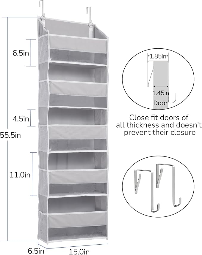 ULG 2 Pack 5-tier Over the Door Organizer Light Gray - Image 2