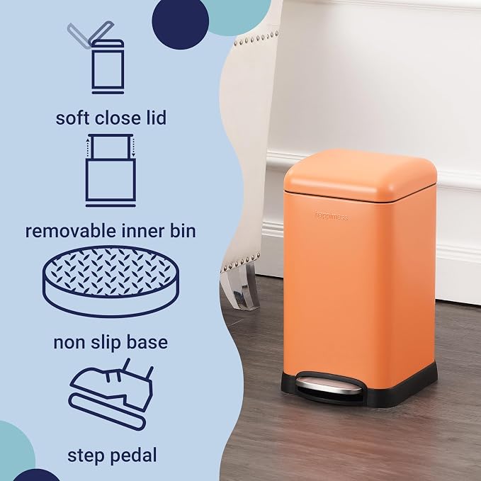 happimess HPM1012K Betty Retro Mini 3.2-Gallon Step-Open Trash Can, Carrot Cake - Image 3