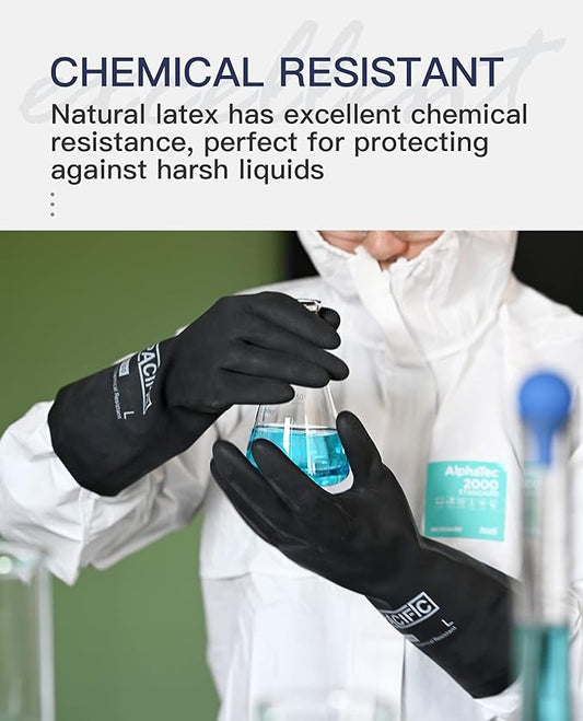 PACIFIC PPE 2 Pairs Chemical Resistant Gloves, Heavy Duty Industrial Rubber - Image 2