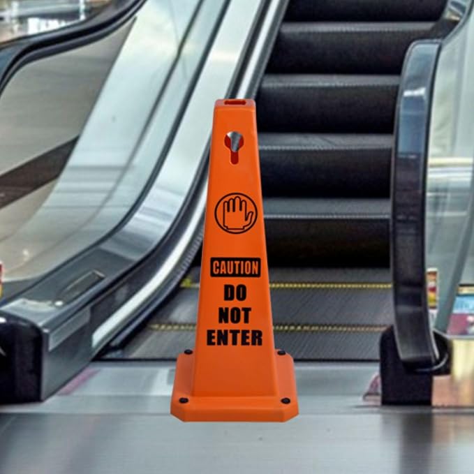4-Pack 26.5" Caution Cones, 4-Sided Visible Safety Signs - Image 2