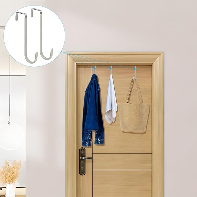 FYY Over The Door Hooks, 4 Pack Upgraded Long Door Hangers Hooks - Image 6