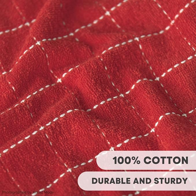Artoid Mode Checkered Designed Cotton Red Green Terry Kitchen Dish Towels - Image 3