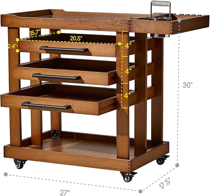 MEEDEN Art Supplies Storage Cart: 5-Tier Solid Beech Wood Utility Rolling Cart - Image 2