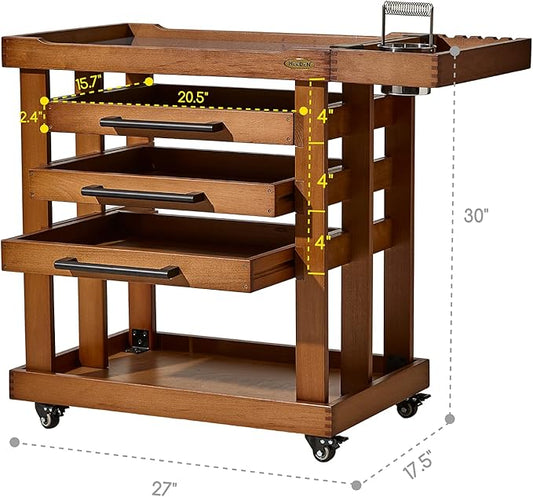 MEEDEN Art Supplies Storage Cart: 5-Tier Solid Beech Wood Utility Rolling Cart - Image 2