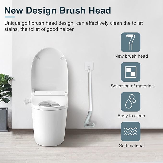 3 Pack Golf Toilet Brush, Flexible Long Handled Toilet Cleaning Brush, 360° No - Image 3