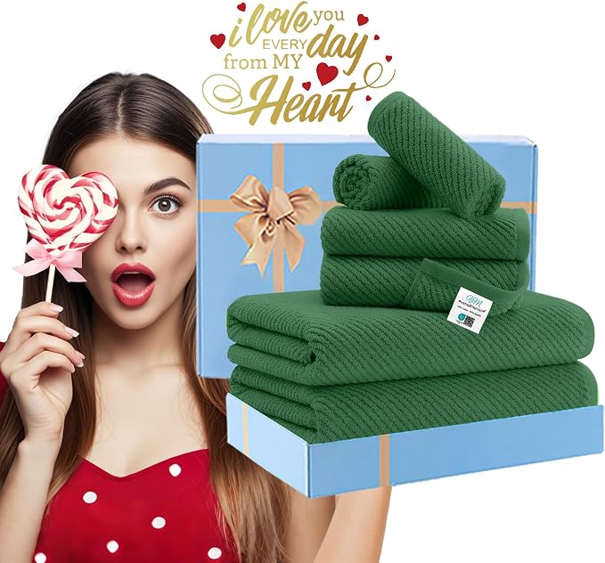 Green Towels, 6 Piece Towels Set - Image 6