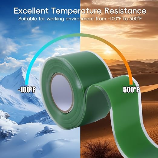 Self Fusing Silicone Tape 4 Rolls 1 in x 10' Green Waterproof Rescue Tape - Image 5