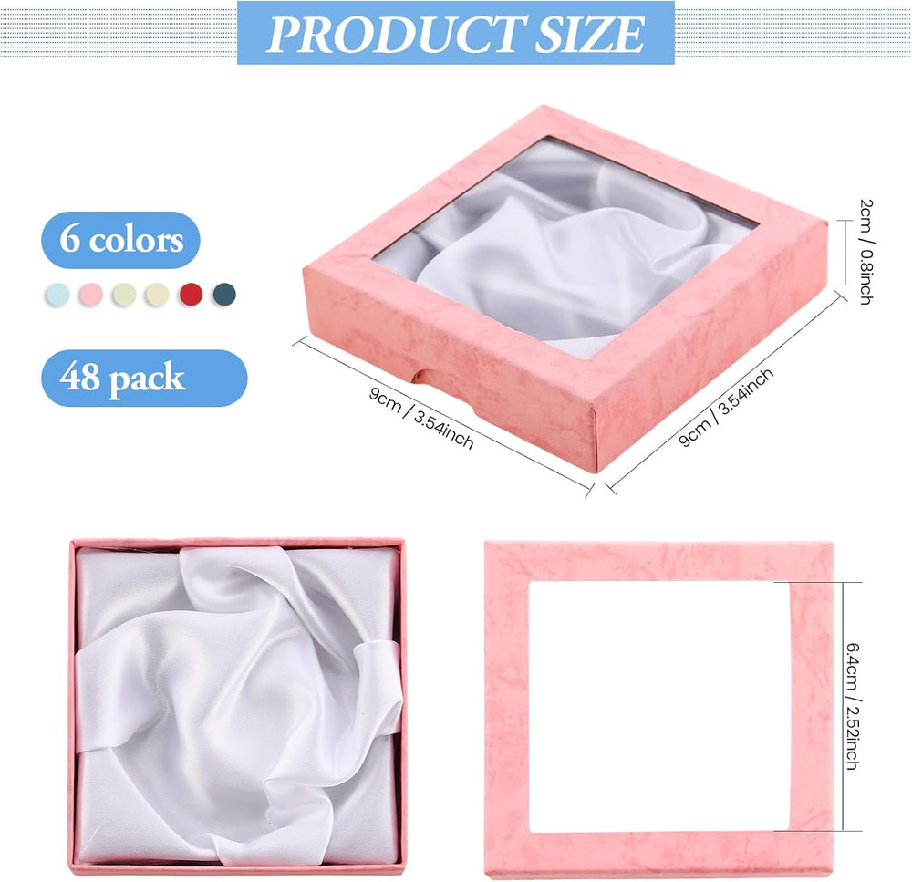 Yeaqee 48 Pcs Jewelry Gift Boxes Bulk, 3.5 in Square Cardboard