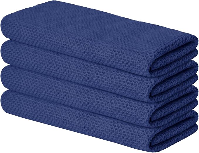 Artoid Mode 100% Cotton Navy Blue Waffle Weave Kitchen Dish Cloths, 13x28 Inch by ArtoidMode
