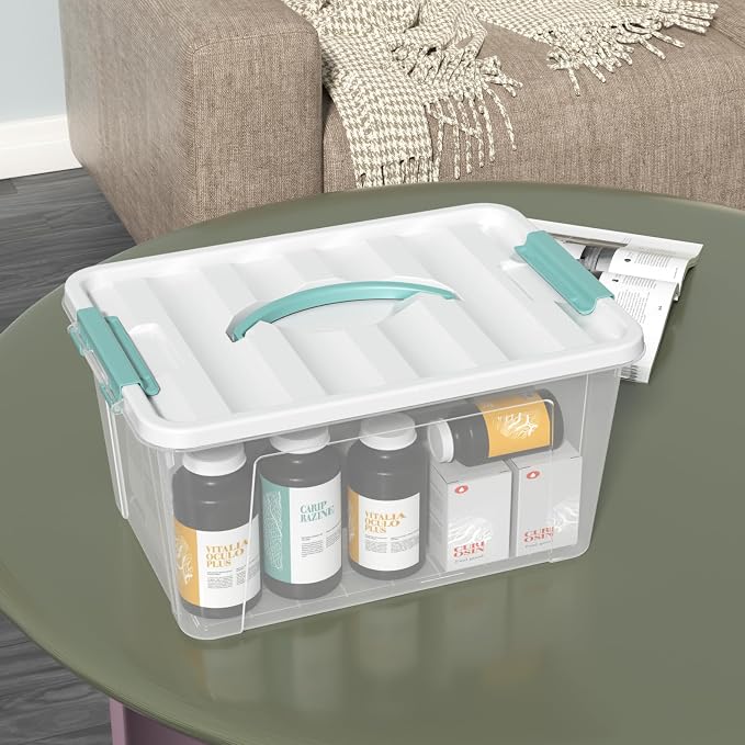 6-Pack Clear Storage Latch Bins, 14 L Plastic Storage Boxes - Image 5