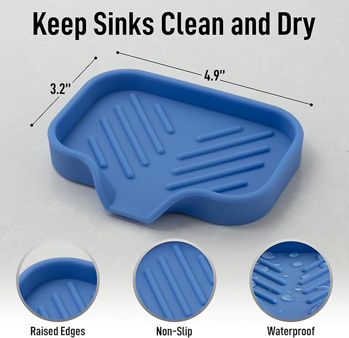 Zulay Kitchen Small Silicone Sponge Holder – Space-Saving Sink Organizer Tray - Image 4