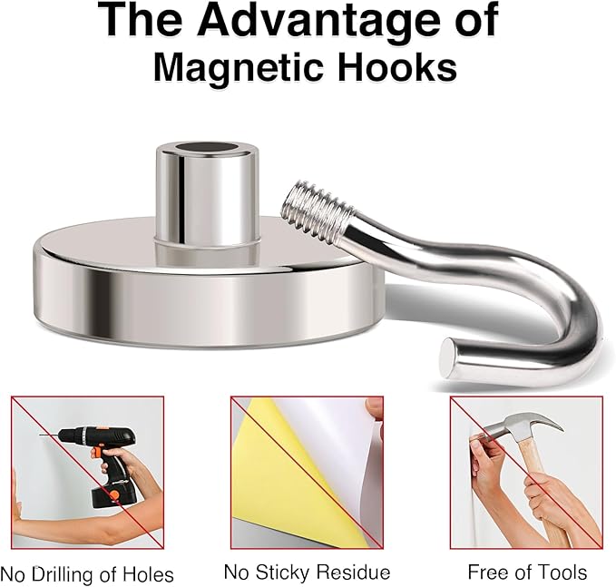 MIKEDE Magnetic Hooks Heavy Duty, 110LB+ Strong Magnet - Image 5