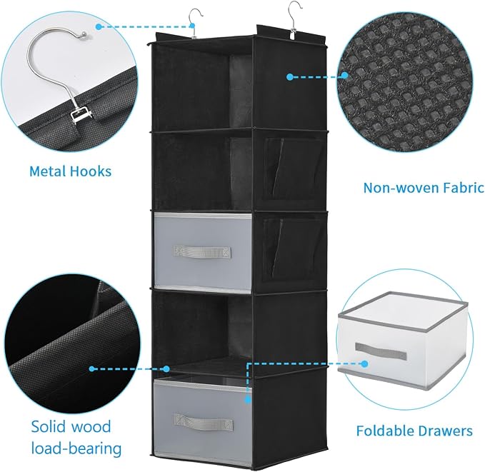 5-Layer Suspended Fabric Shelf Organizer, Equipped - Image 4