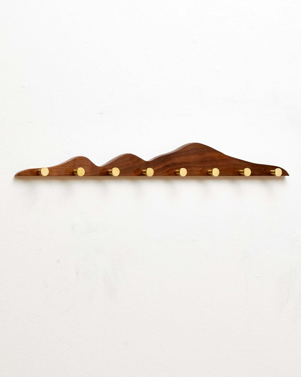 Wood Coat Hooks Wall Mount - Wooden Coat Rack with 8 Gold Brass Hooks for Ent...