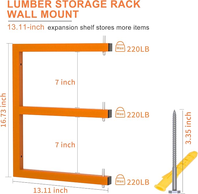 Lumber Rack Wall-Mounted Lumber Storage Rack, Heavy Duty Wood Storage Racks - Image 2