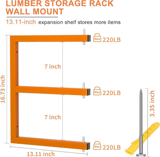 Lumber Rack Wall-Mounted Lumber Storage Rack, Heavy Duty Wood Storage Racks - Image 2